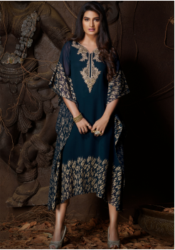 Blue Color Designer Georgette Kurti